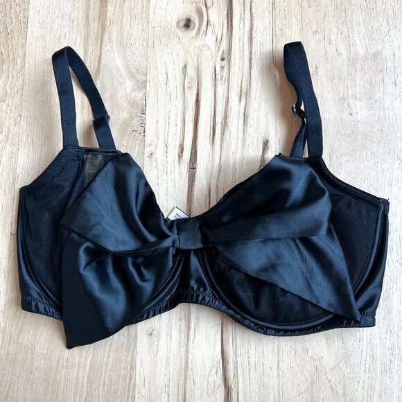 Victoria's Secret 34DDD Bra Dream Angels Push Up Without Padding Black Satin Bow - Picture 1 of 5